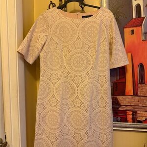 Karin Stevens Circular Lace Midi Dress in Cream